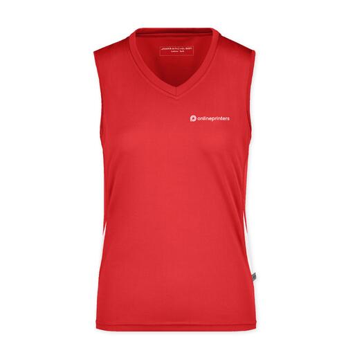 Rotes und wei�es Tanktop aus Polyester f�r Damen.