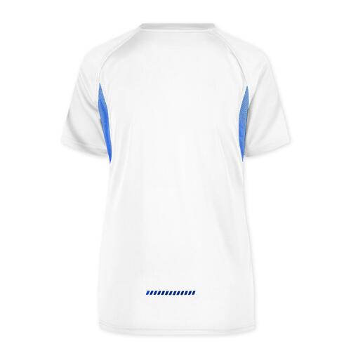 Wei�es/blaues Polyester Funktionsshirt f�r Damen, Kurzarm.