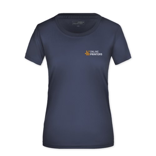 Schwarzblaues Polyester T-Shirt für Damen.
