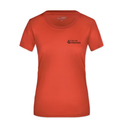 Rotes Polyester T-Shirt für Damen.