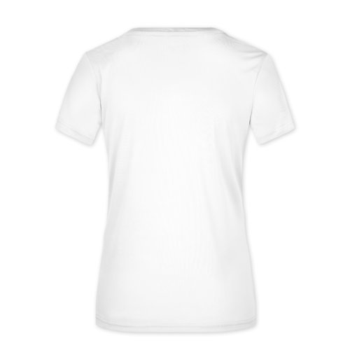 Weißes Polyester T-Shirt für Damen mit kurzen Ärmeln.