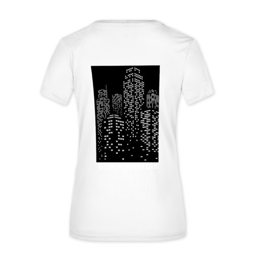 Weißes Polyester T-Shirt für Damen mit kurzen Ärmeln.