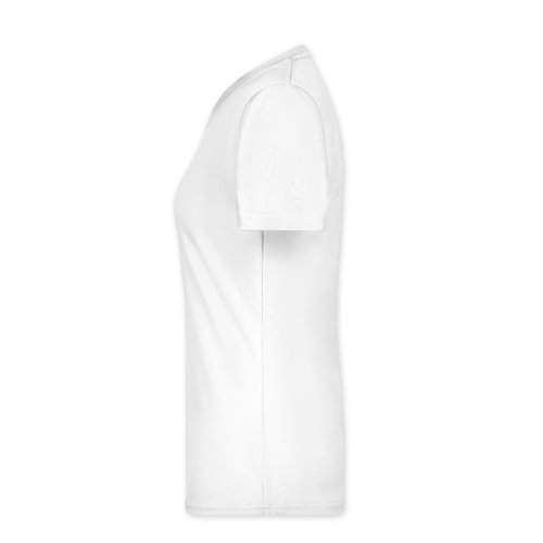 Weißes Polyester T-Shirt für Damen mit kurzen Ärmeln.