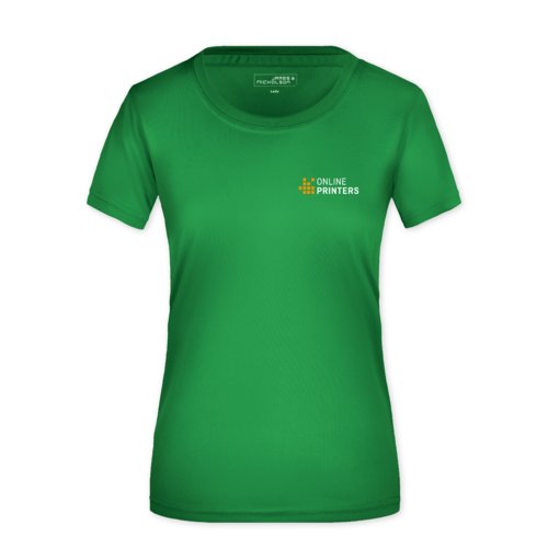 Grnes Damen T-Shirt aus Funktionsmaterial mit kurzen rmeln.
