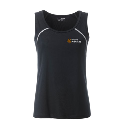 Damen Sport Tanktop aus atmungsaktivem Material mit Racerback-Design.