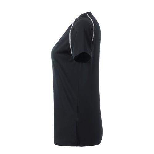Schwarz-wei�es Polyester T-Shirt f�r Damen.