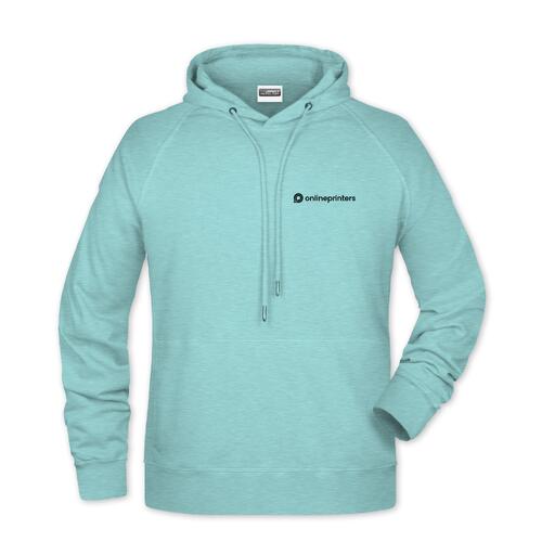 Mintgr�ner Hoodie aus Baumwollmischgewebe f�r Herren mit Kapuze und Kordelzug.