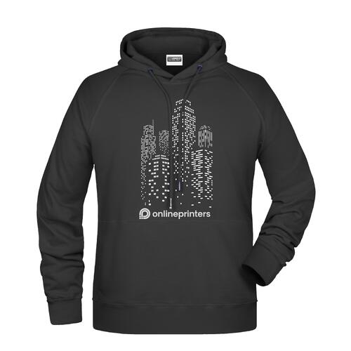 Schwarzer Hoodie aus Baumwollmischung mit Kapuze und K�ngurutasche.
