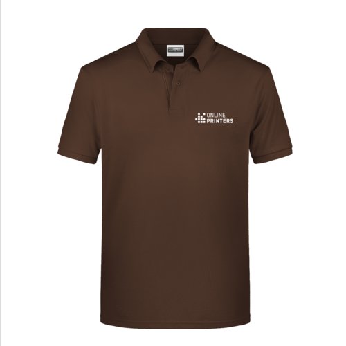 Braunes Baumwoll-Poloshirt fr Herren mit kurzer Knopfleiste.