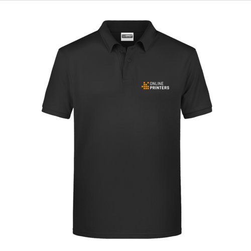 Schwarzes Baumwoll-Poloshirt fr Herren mit kurzer Knopfleiste.
