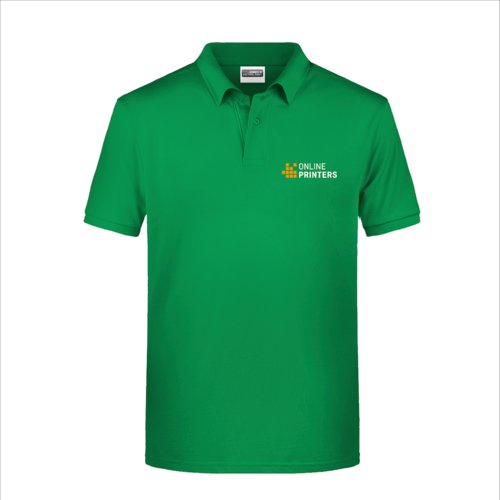 Grnes Poloshirt aus Stoff fr Herren mit kurzer Knopfleiste.