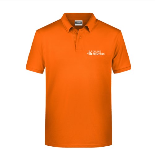 Oranges Poloshirt aus Baumwolle fr Herren mit kurzer Knopfleiste.