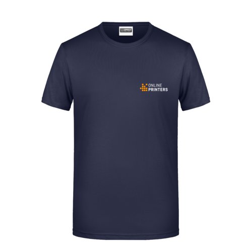 Schwarzblaues Baumwoll-T-Shirt für Herren mit kurzen Ärmeln.
