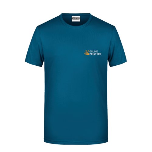 Petrolfarbenes Baumwoll-T-Shirt für Herren mit kurzen Ärmeln.
