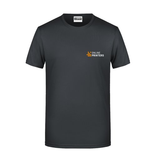 Schwarzes Baumwoll-T-Shirt für Herren mit kurzen Ärmeln.