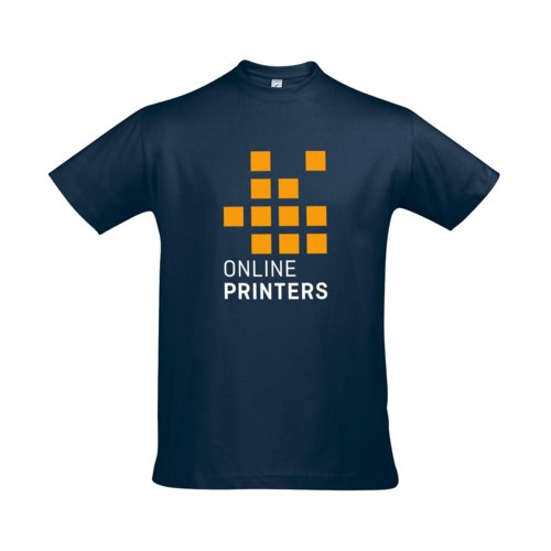 Dunkelblaues Baumwoll-T-Shirt fr Herren mit kurzen rmeln.