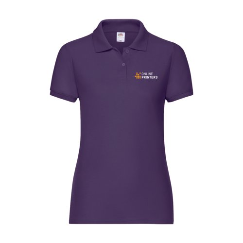 Violettes Damen-Poloshirt aus Polyester-Baumwoll-Mischgewebe.
