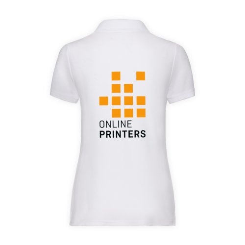 Weies Mischgewebe Damen-Poloshirt mit kurzen rmeln.
