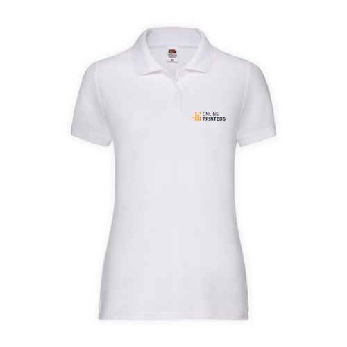 Weies Mischgewebe-Poloshirt fr Damen.