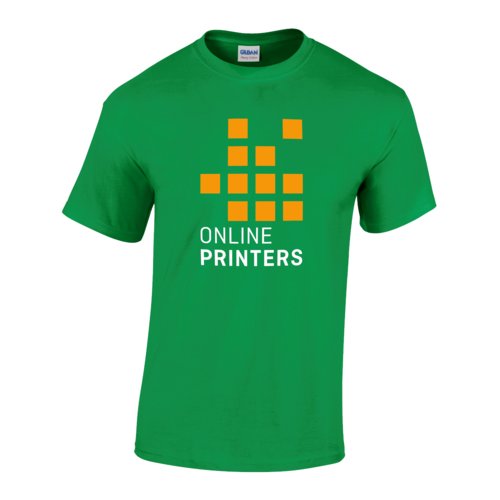 Grnes Baumwoll-T-Shirt mit kurzen rmeln und Rundhalsausschnitt.