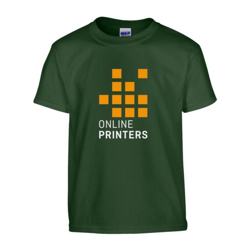 Dunkelgrnes Baumwoll-T-Shirt mit kurzen rmeln, Unisex-Schnitt.