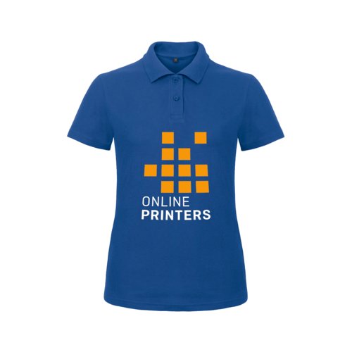 Königsblaues Baumwoll-Poloshirt für Damen mit kurzer Knopfleiste.