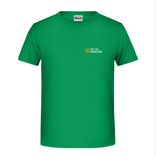 Grnes Baumwoll-T-Shirt fr Kinder mit kurzen rmeln.