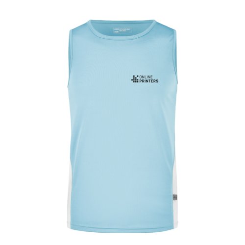 Hellblaues und weißes Polyester-Tanktop für Herren.