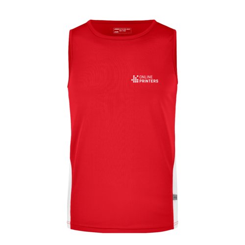 Rot-weißes Tanktop aus Polyester für Herren.
