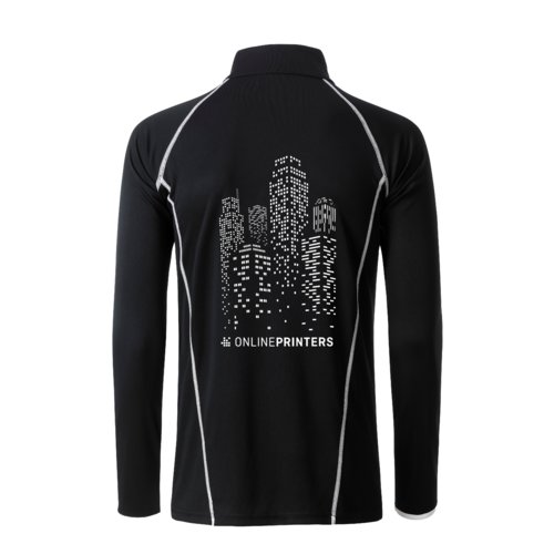 Schwarz-weißes Langarmshirt aus Polyester für Herren.
