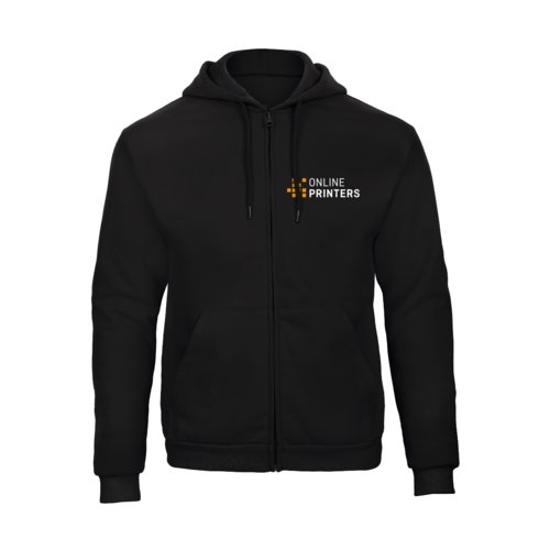 Sweatjacke mit durchgehendem Reiverschluss und Kapuze.