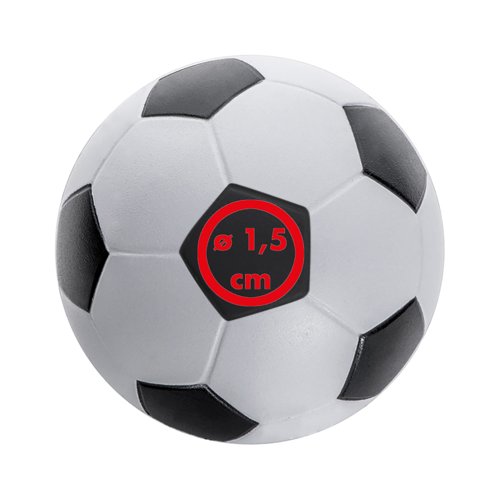 Weier Anti-Stressball aus Schaumstoff in Fuballoptik.