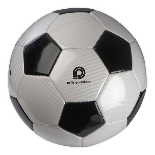 Schwarz-weißer Fußball aus Kunststoff.