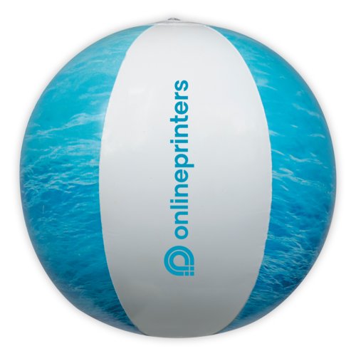 Mehrfarbiger Strandball aus Kunststoff, aufblasbar.