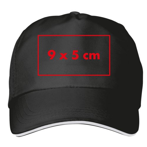 Schwarze Cap aus Stoff mit vorgebogenem Schirm und verstellbarem Verschluss.