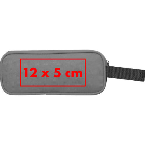 Graues RPET-Etui mit Rei�verschluss und Trageschlaufe.