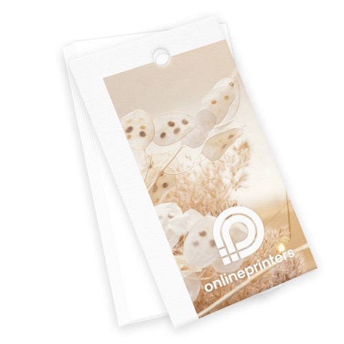 Papier-Produktanhnger mit Lochung.