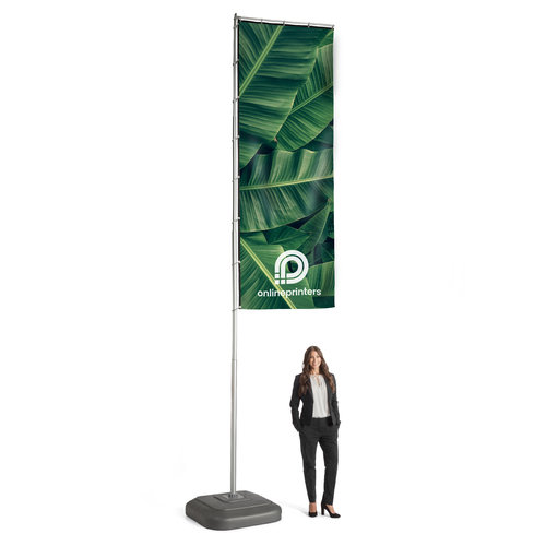Fahnenmast System mit rechteckigem Banner.