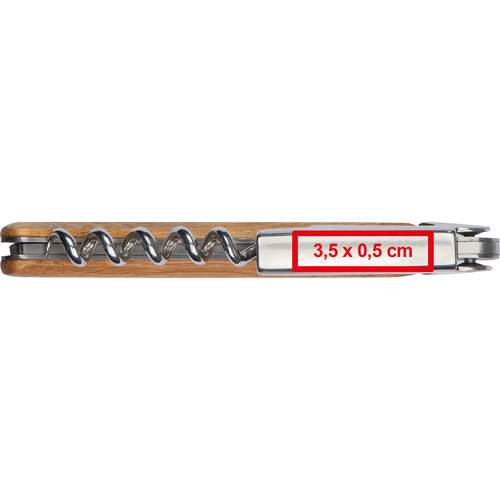 Hölzernes Kellnermesser mit Korkenzieher und Kapselheber.