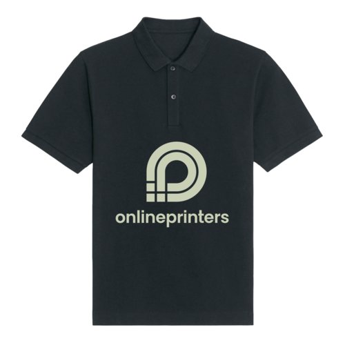 Dunkles Baumwoll-Poloshirt im Unisex-Schnitt mit Knopfleiste.