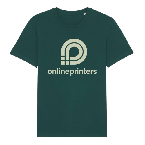Dunkelgrnes Baumwoll-T-Shirt mit kurzen rmeln und Rundhalsausschnitt.