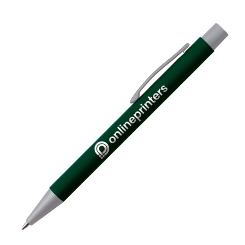 Dunkelgrner Kugelschreiber mit Clip und Druckmechanik.
