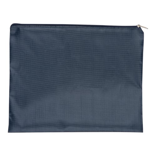 Dunkelblaues Travelset aus Textil, vierteilig, mit Reißverschluss.