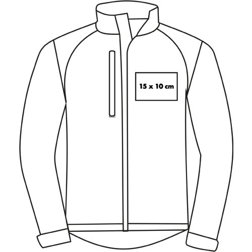 Softshelljacke für Herren mit durchgehendem Reißverschluss und Seitentaschen.