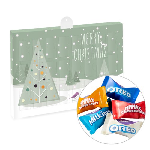 Grner Adventskalender aus Karton zum Selbstbefllen.