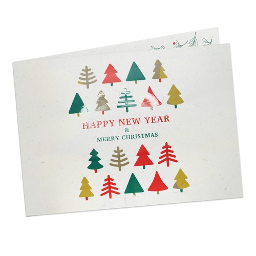 Weihnachts-Klappkarte mit partiellem Relieflack im Hochformat.