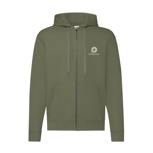 Grne Kapuzenjacke aus Baumwolle mit durchgehendem Reiverschluss.