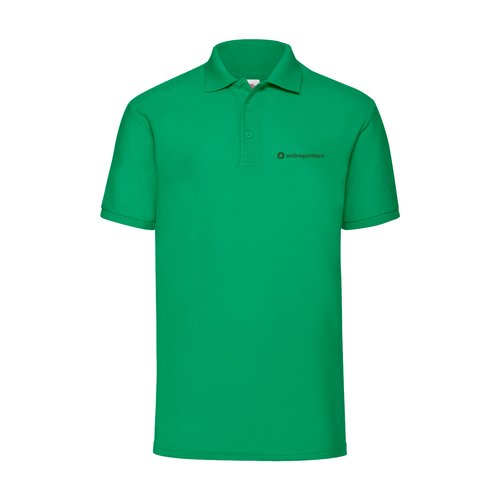 Grnes Piqu-Poloshirt mit kurzer Knopfleiste und geripptem Kragen.