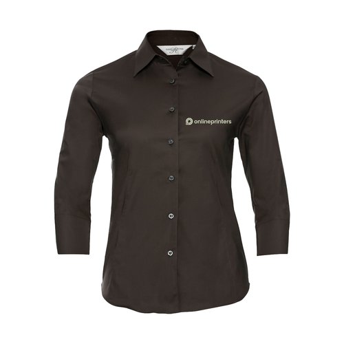 Braune Baumwoll-Bluse fr Damen mit Knopfleiste.