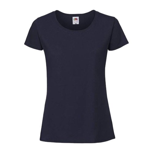 Schwarzblaues Baumwoll-T-Shirt für Damen mit kurzem Arm.